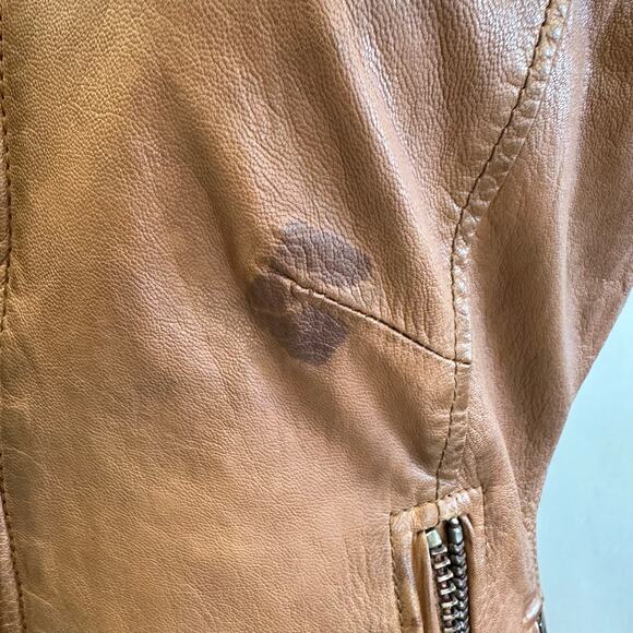 Muubaa Lynn Tan Brown Sleeveless Leather Biker moto jacket vest US Size 6 UK 10 - Picture 9 of 15